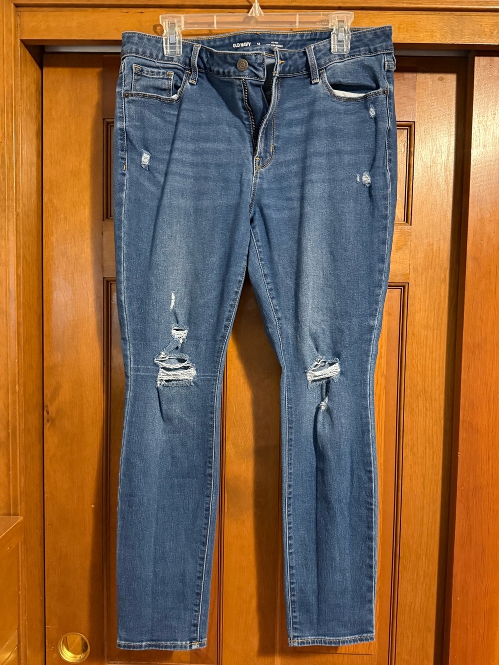 Distressed Blue Women’s Jeans - Old Navy Mid-Rise Pop Icon Skinny